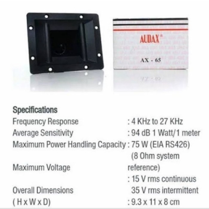 Tweter Audax Ax 65 / Ax65 / AX-65 – SOLDER ELKO KABEL
