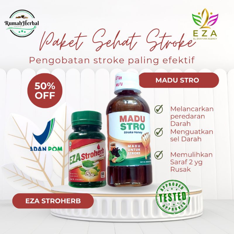 PAKET SEHAT STROKE | Kapsul Eza Stroherb & Madu Stro  | stroke ringan/ berat | eza sroherb madu stro
