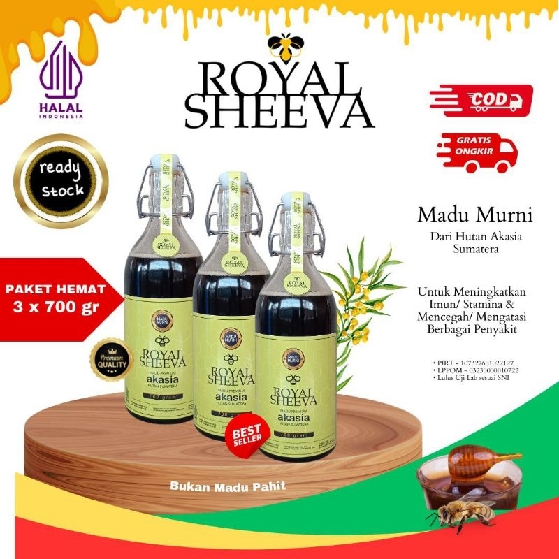 

Paket Hemat Bundling Madu Murni Royal Sheeva 3x700 gr | Premium Asli 100% Halal MUI dari Hutan Akasia Sumatera