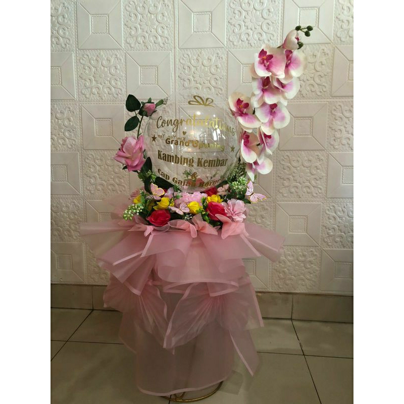 Standing Flowers Balon Ucapan Selamat Wisuda Acara Congratulation / Bouquet Bunga Ucapan Selamat / C