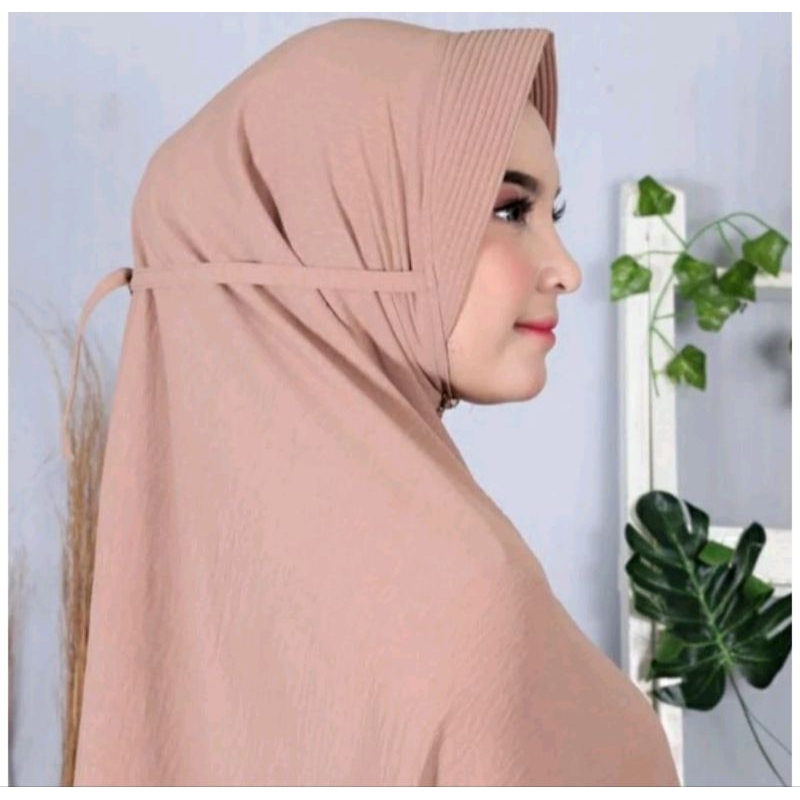 Bergo Maryam Crinkle  Pet Tali Size XL .Jilbab,Hijab Crinkle Size XL
