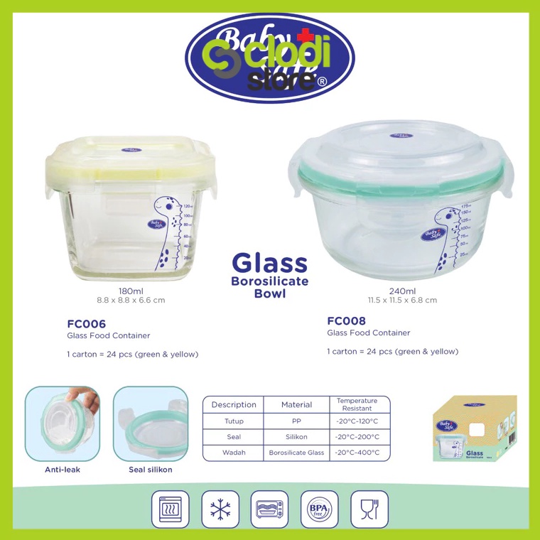 Serbuuuu Baby Safe Glass Food Container FC6 Glass Food Container MPASI Tempat Mpasi Kaca Wadah Mpasi