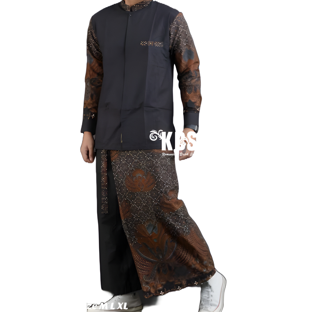 PARISOGAN Setelan Sarung Celana Kemeja Batik Lengan Panjang Full Furing Bahan Katun Halus Sragenan
