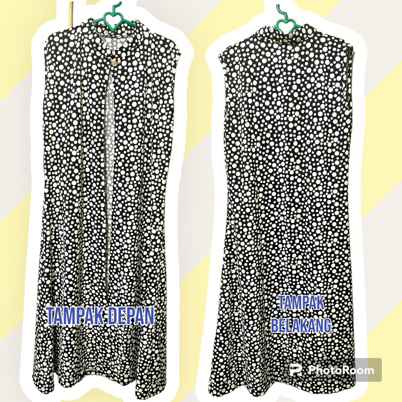 preloved outer hitam polkadot dress pita dress merah