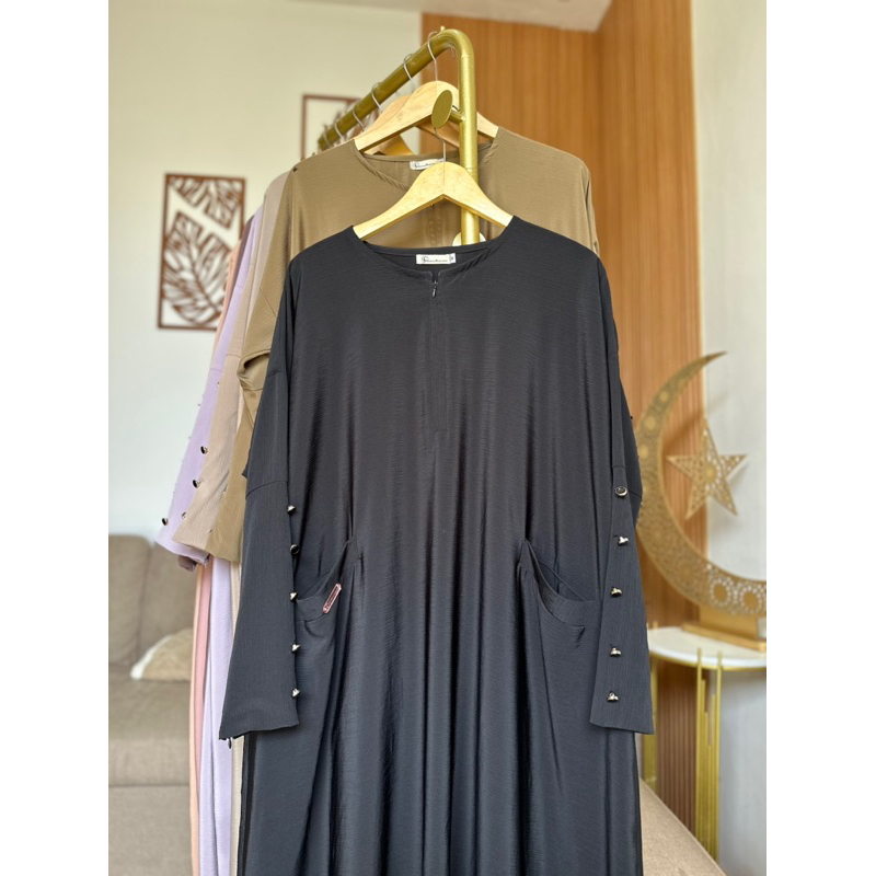BESTPROMO Mazaya Abaya Batwing Abaya Kancing Abaya Polos Mewah