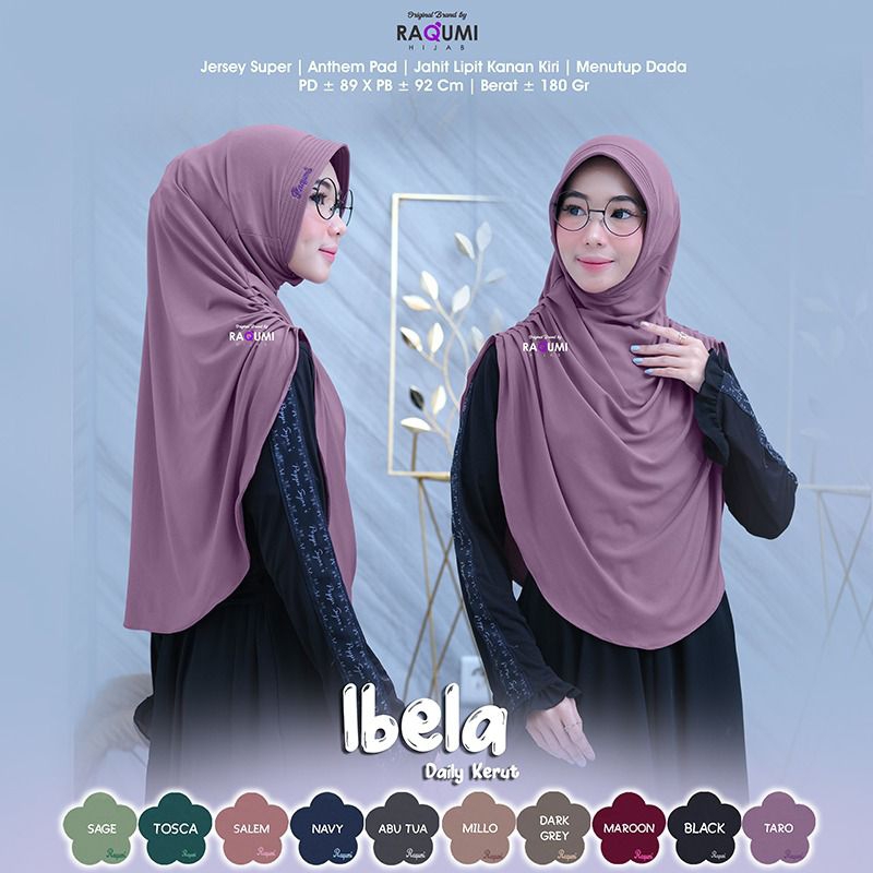 IBELA DAILY KERUT RAQUMI ORIGINAL | JILBAB SERUT KANAN KIRI JERSEY | JILBAB PAD ANTHEM JERSEY