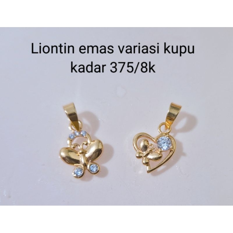 liontin emas kupu - kupu kadar 375/8k