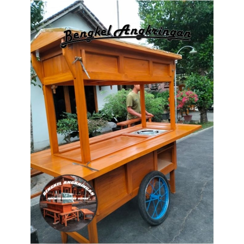 Gerobak angkringan komplit mahoni
