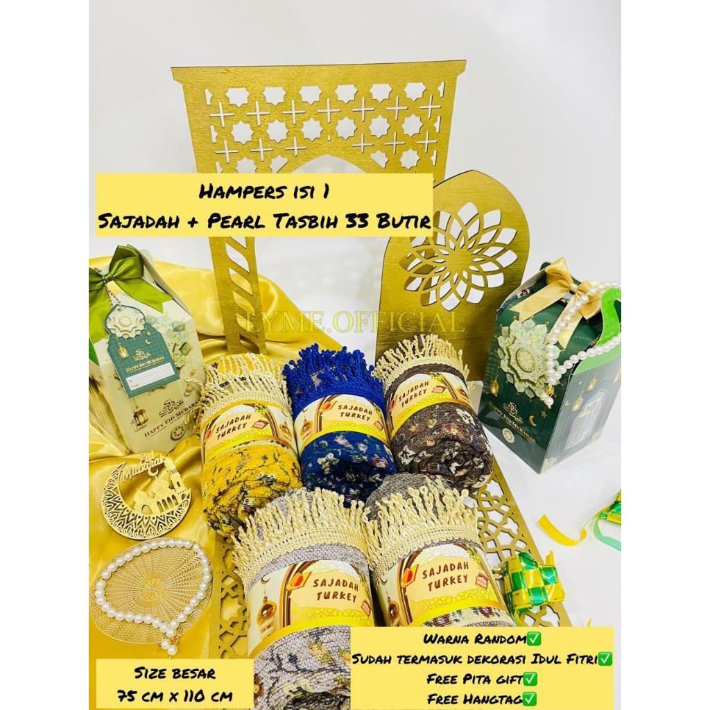 

READY HAMPERS LEBARAN 2025 ISI 1 SET SAJADAH + MUTIARA TASBIH 33 BUTIR / PREMIUM HAMPERS 2025 !!!