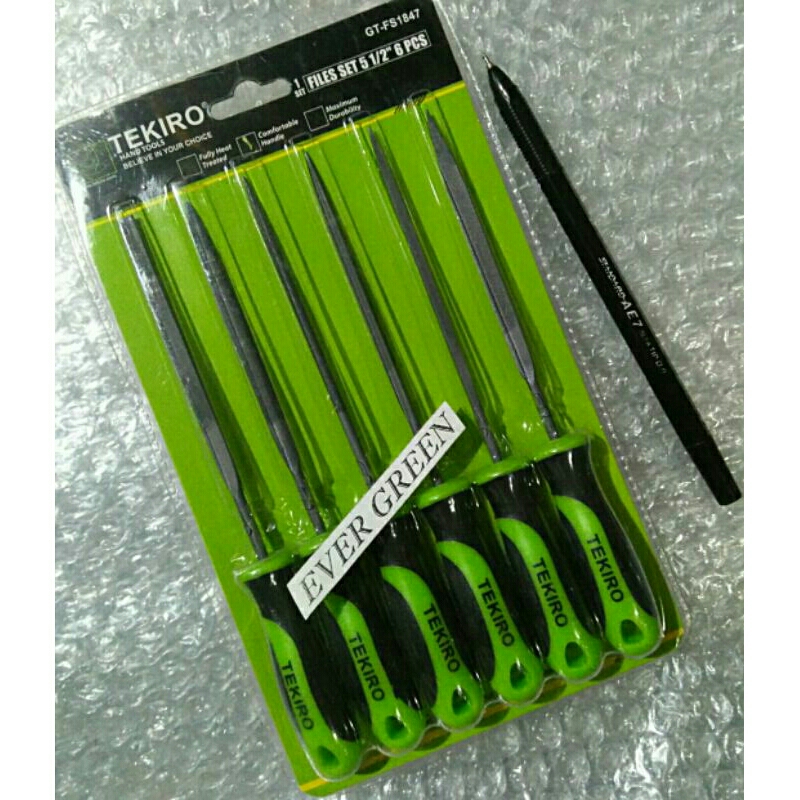 Kikir Emas - Kikir Besi Kecil TEKIRO set 6 pcs / Serbaguna Plat Kotak Setengah Bulat Pisau Mas Pipih