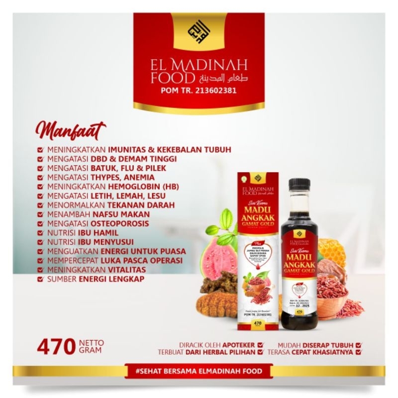 

Madu angkak Gamat El Madinah Trombosit Tyfus dan DBD