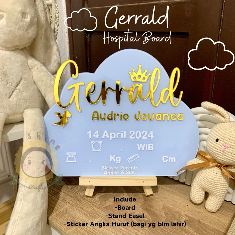Hospital Board Acrylic | Hospital Board Awan | Hospital Board crown | Papan Nama Bayi