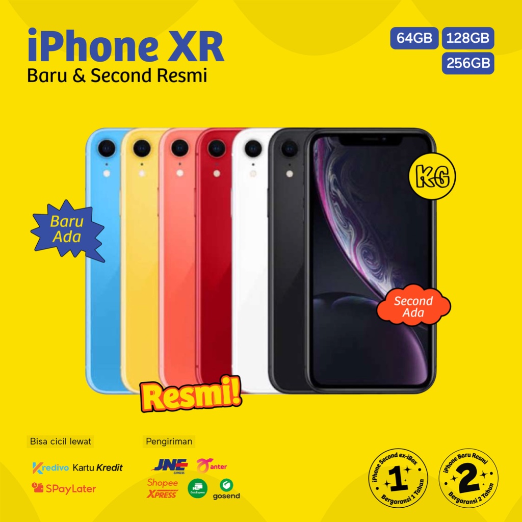 iPhone XR Second Seken iBox | New Baru Garansi Resmi 64GB 128GB 256GB Coral Blue Yellow Red White Black Kamar Gadget