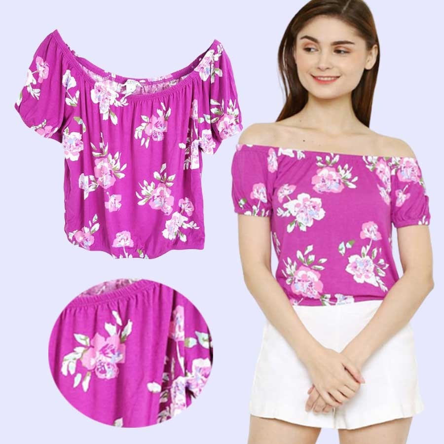ARIZONA Off Floral Magenta Top Baju Atasan Wanita Branded