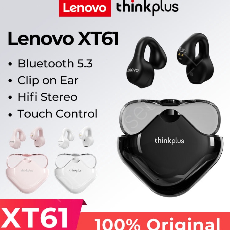 Super Diskon  Lenovo XT61 Earphone TWS Wireless Bluetooth 53 Earbuds HIFI Stereo With Mic Olahraga T