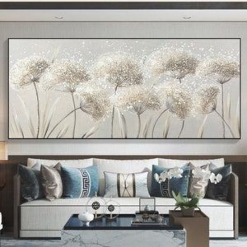 Lukisan dinding bunga dandelion modern art