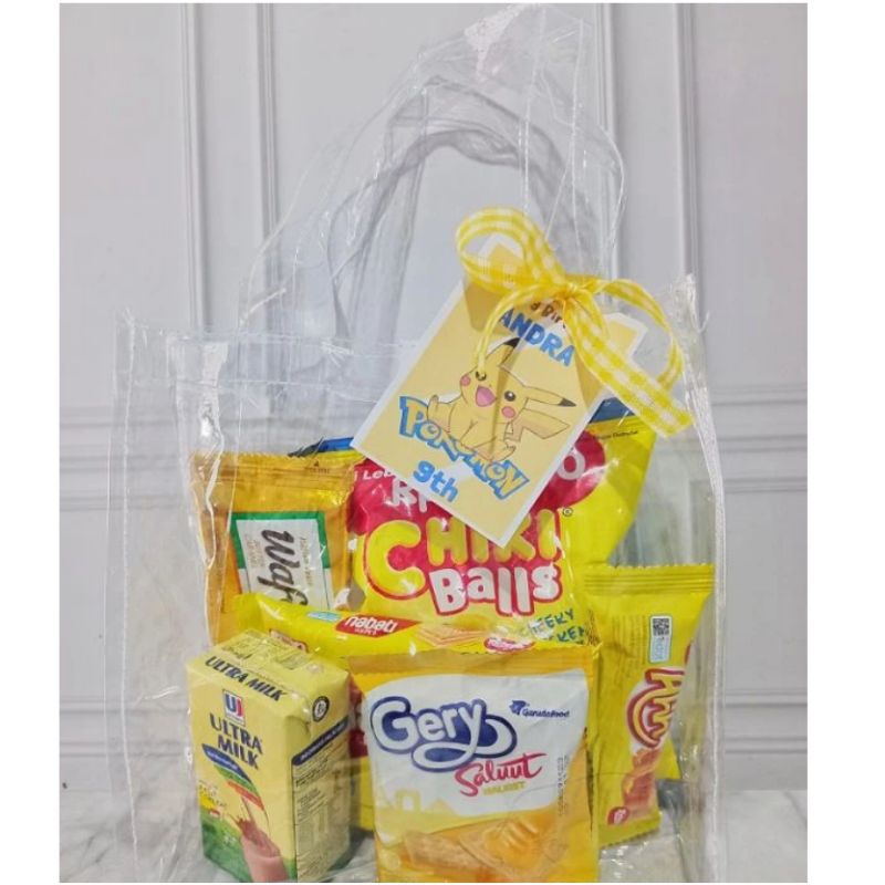 

Paket Snack tema kuning tas mika (free card) paket ulangtahun anak murah meriah