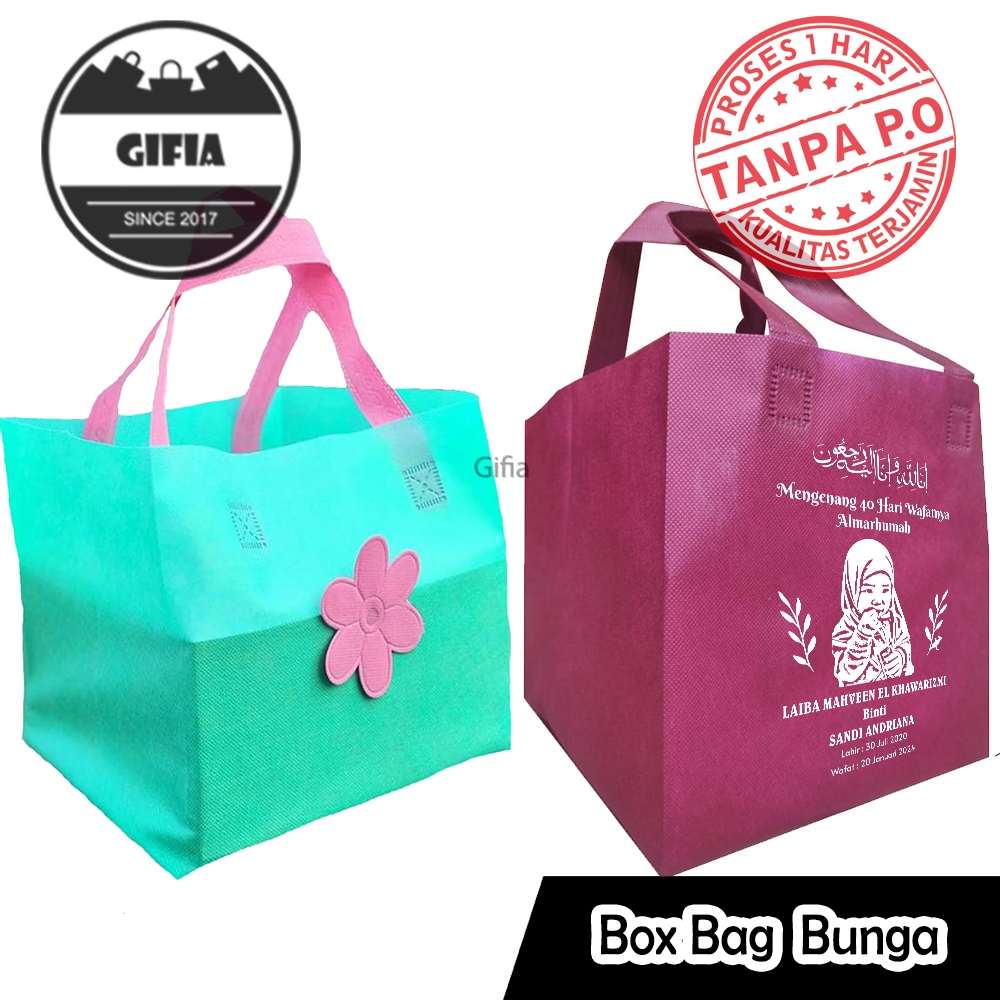 

Goodie Bag Sablon Model Bunga/Dasi custom 22x22cm