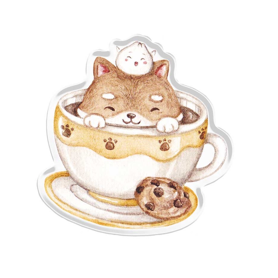 GnJ Popup Stand Acrylic Phone Holder Docking Smartphone Shibapao Coffee Acrylic  F