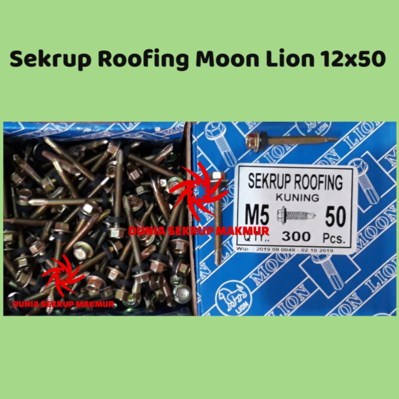 (1 Box) Skrup Roofing Kuning 12x50 LION / Baut Roofing 5CM (300 pcs)