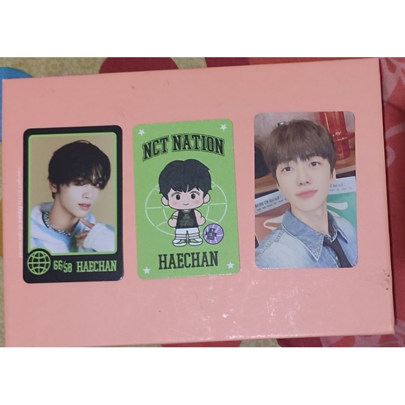 photocard Jaemin NCT Nation 2023 + phoconcept Haechan + Photocard Haechan.