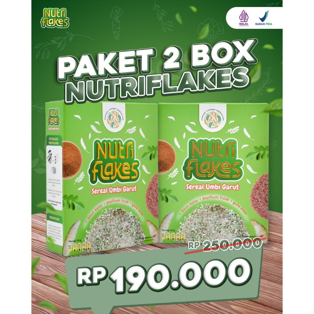 

NUTRIFLAKES SEREAL UMBI GARUT ASAM LAMBUNG - Ampuh Mengatasi Asam Lambung dan Gerd 2 Box