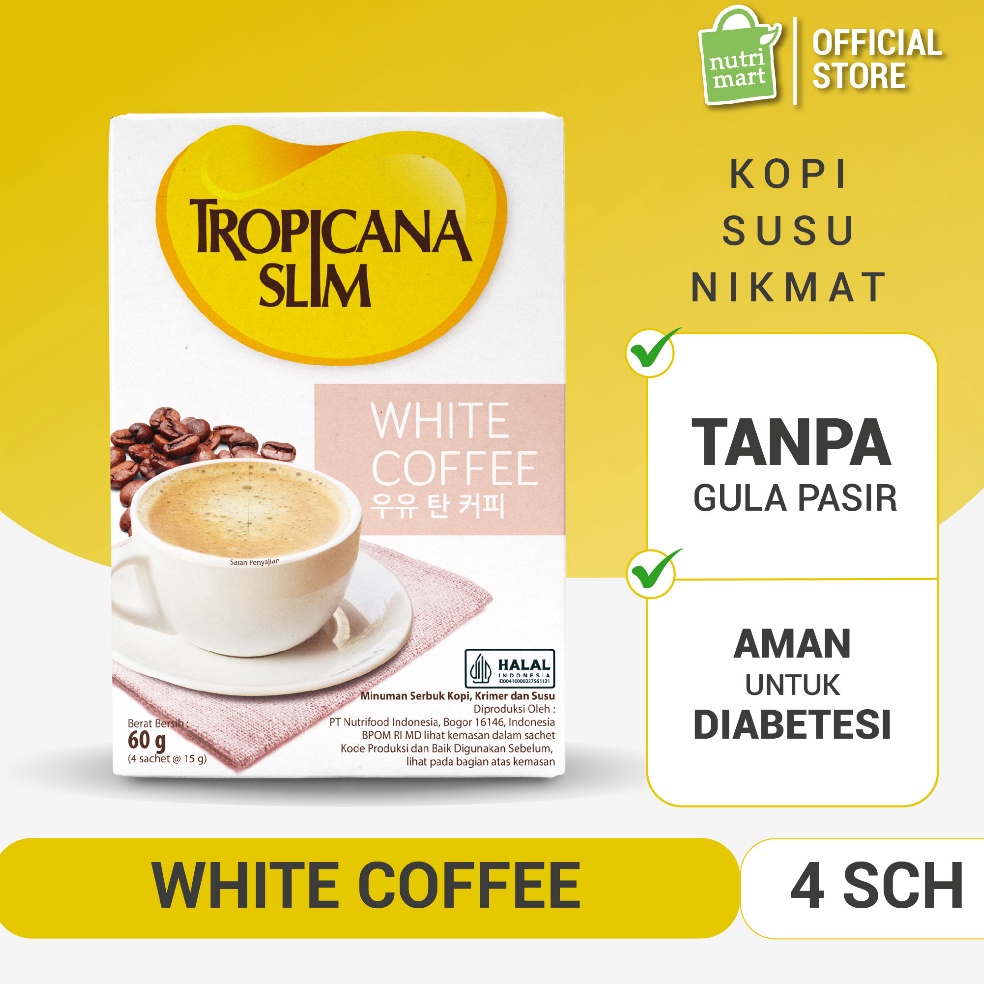 

6v Harga Termurah Tropicana Slim White Coffee 4 Sachet Kopi Susu Nikmat Tanpa Gula Pasir J61