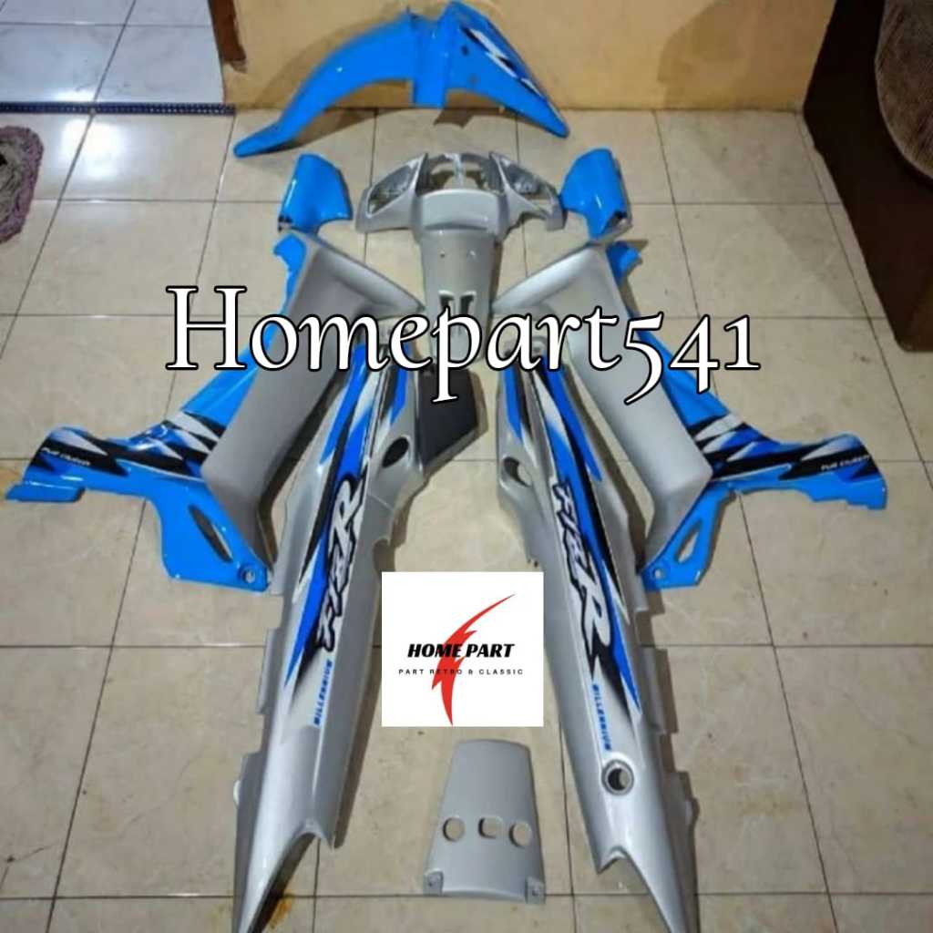 FULL SET BODY HALUS YAMAHA FIZR FIZ R MILLENIUM SET STRIPING BIRU SILVER