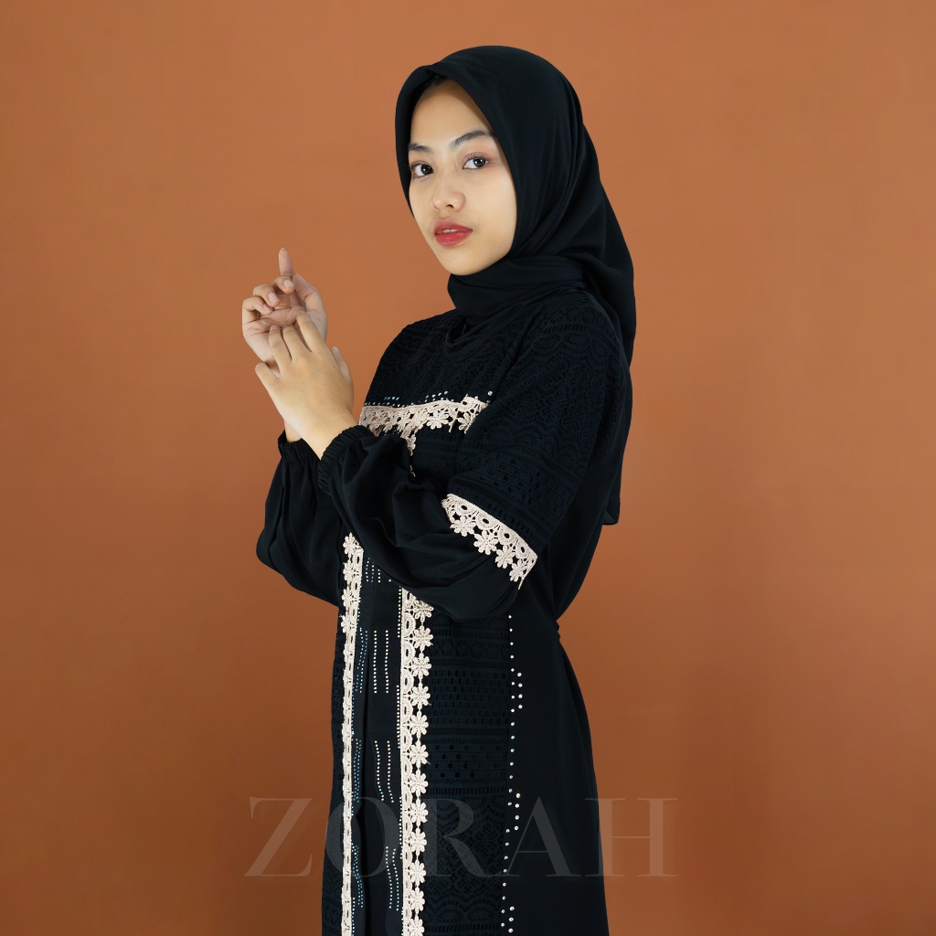 terbaru zorah gamis brokat putih wanita dewasa dan remaja kekinian dress brukat putih wanita