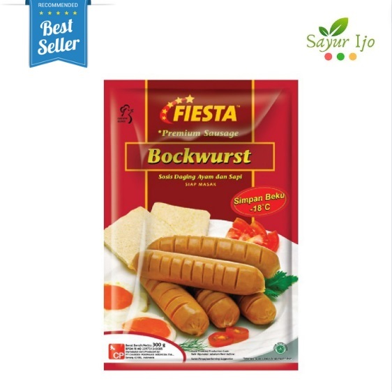 

FIESTA Bockwurst Sausage 300 Gram / Pack Fresh Frozen Sosis Daging Ayam & Sapi Olahan Segar Beku HALAL