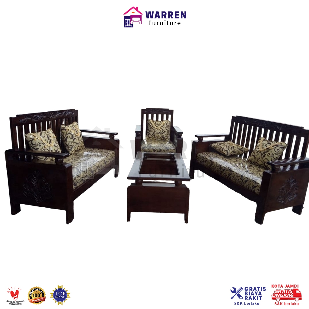 Kursi Meja Tamu Kayu Jati Jepara - Minimalis Sedan 221 Natural