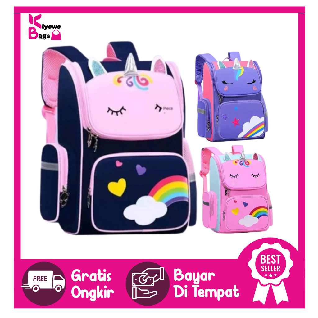 KIYOWO Tas Ransel Sekolah Anak SD TK PAUD Motif Kuda Poni [ Unicorn ] Best Seller / Tas Ransel Sekol