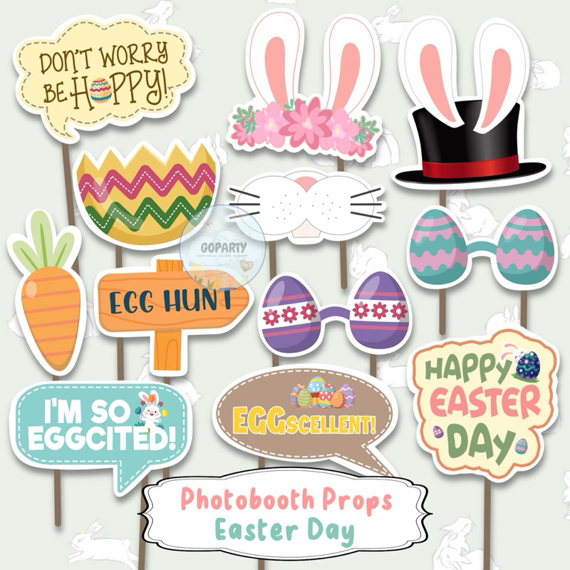 Promo Photobooth Props Easter Day Paskah Egg Dekorasi Tongkat Foto