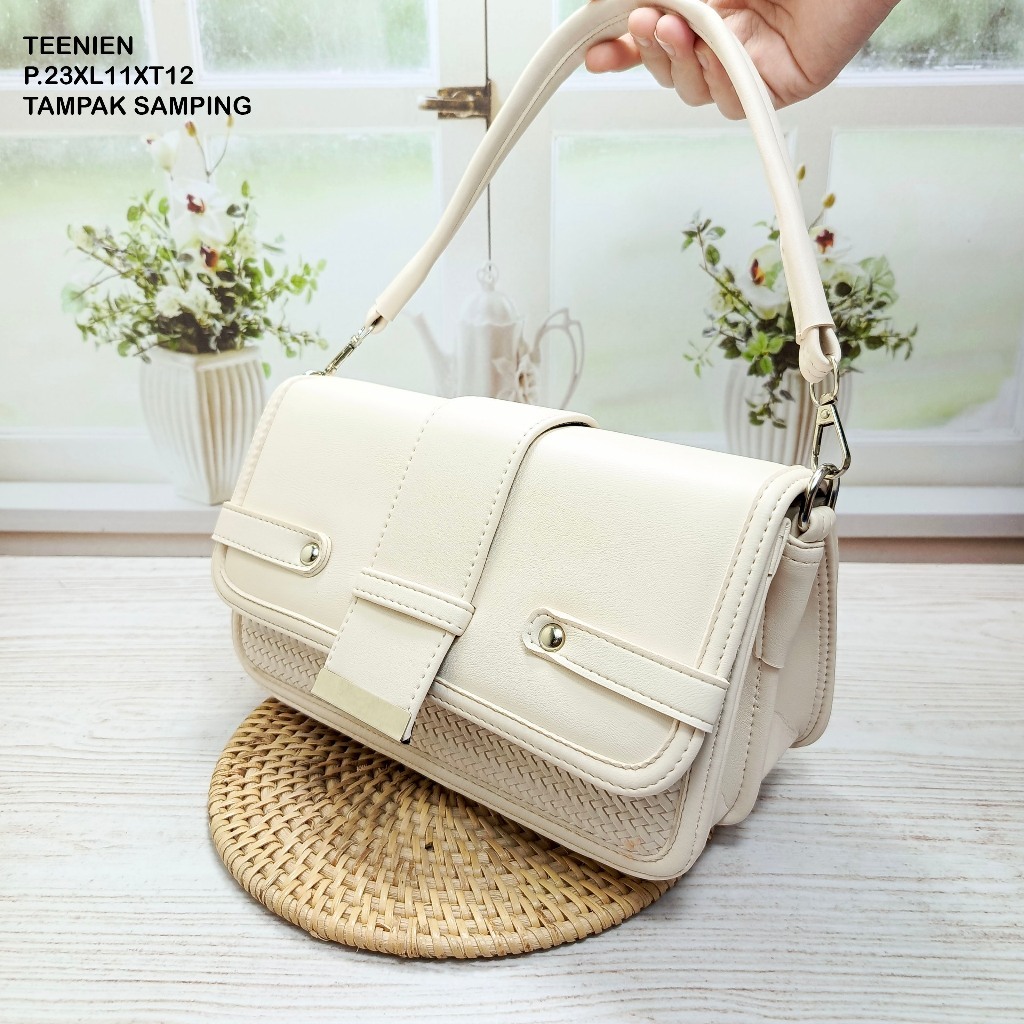 Tas Selempang Zyifana ZY01 / Tas Selempang Rantai Titanium Silver / Tas Selempang Wanita 2 Tali / Ta