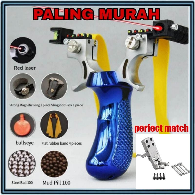 Ketapel Berburu Plintengan Burung Ikan dengan Laser Allumunium Plastik Resin Bawaan waterpas Lengkap