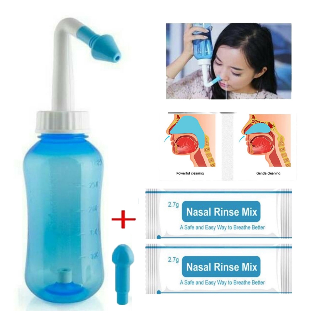 TQ ( Gratis 2 Garam ) Botol Nasal Wash 300 ml Pencuci Hidung Pembersih Hidung Nose Cleaner Alat Cuci Hidung Dewasa Botol Cuci Hidung