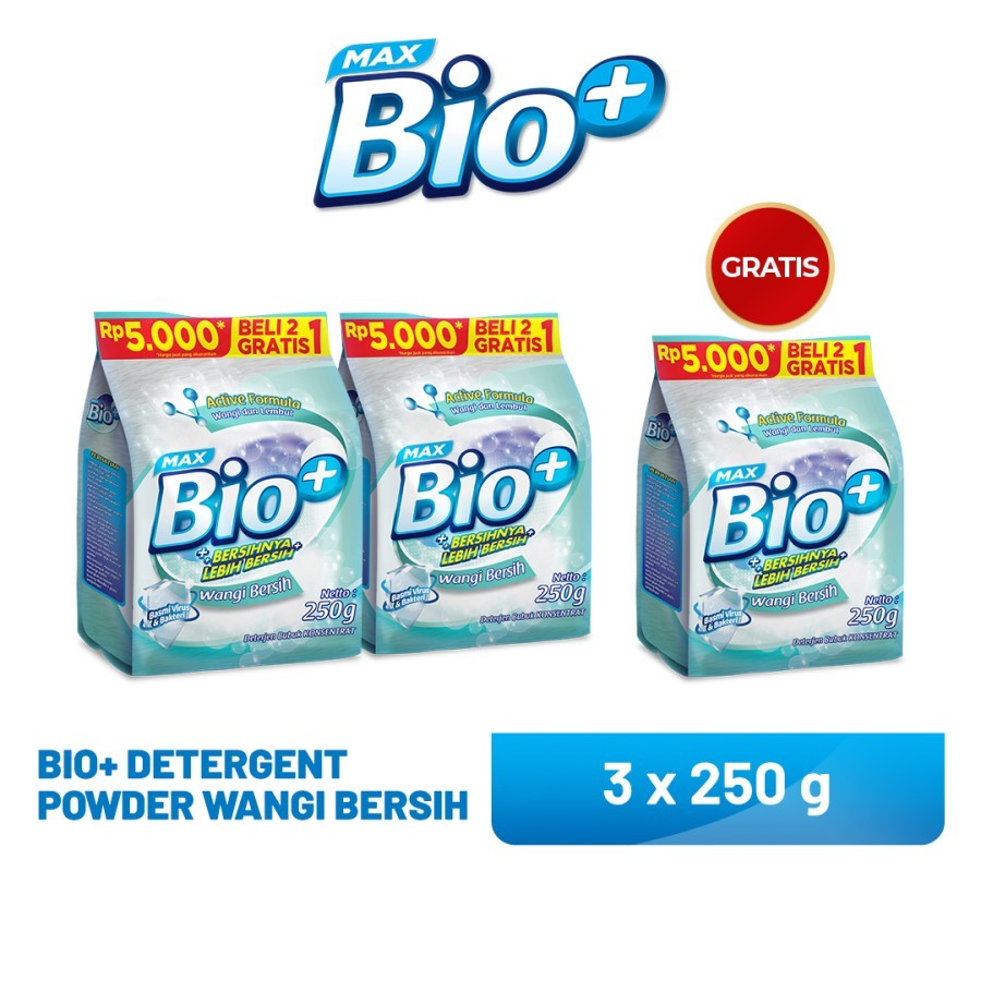 DETERGEN MAX BIO+ 260 GRAM BELI 2 GRATIS 1