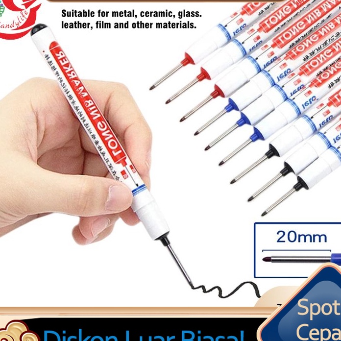 

PROMO SALE 6pcsset Spidol Marker Serbaguna Penanda Besi Kayu Kepala Panjang Long Head