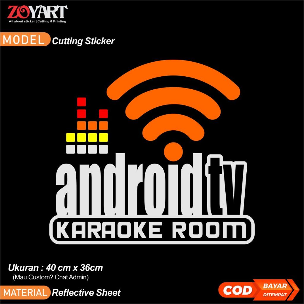 sticker android tv karaoke room, sticker wifi bus pariwisata
