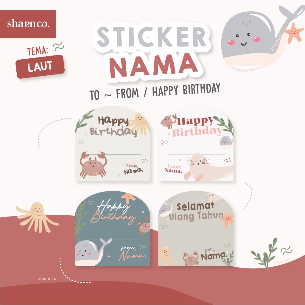 

STIKER ULANG TAHUN FROM TO ULTAH BIRTHDAY STICKER BIRTHDAY GIFT TEMA LAUT SEA