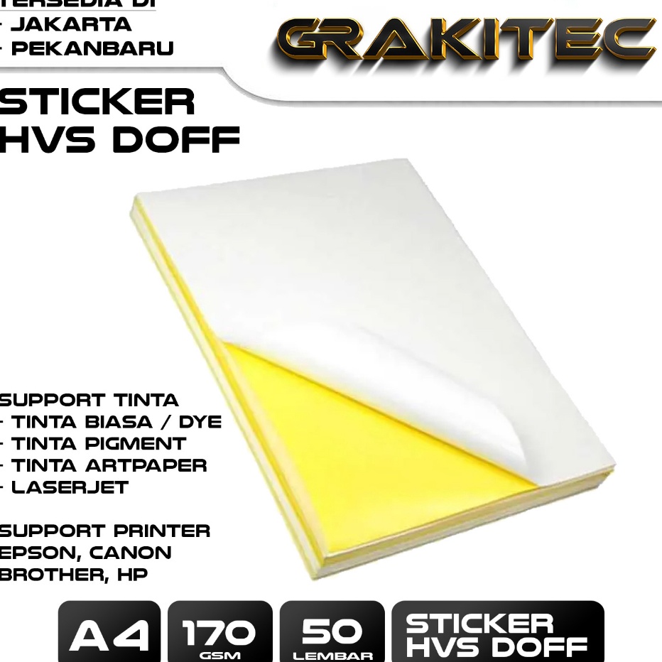 

PROMO MURAH Sticker HVS A4 isi 5 lembar Kertas Stiker Inkjet Glossy Doff Matte A4 Grakitec