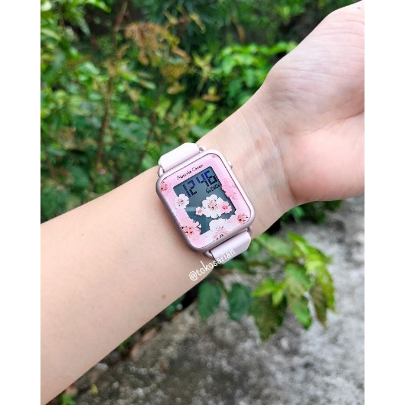 Alexandre Christie AC 9378 LH Original Bergaransi Rubber Strap Digital Untuk Wanita Terbaru