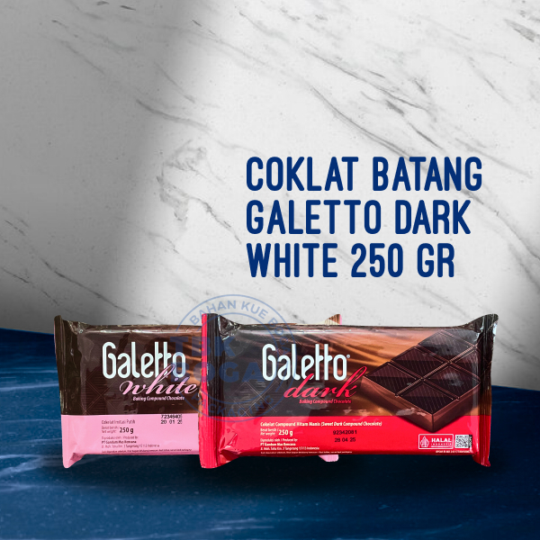 

Coklat Galetto ( Dark, White, Tiramisu - 250 & 180 gr) Cokelat Putih Batang Compound Galeto DCC