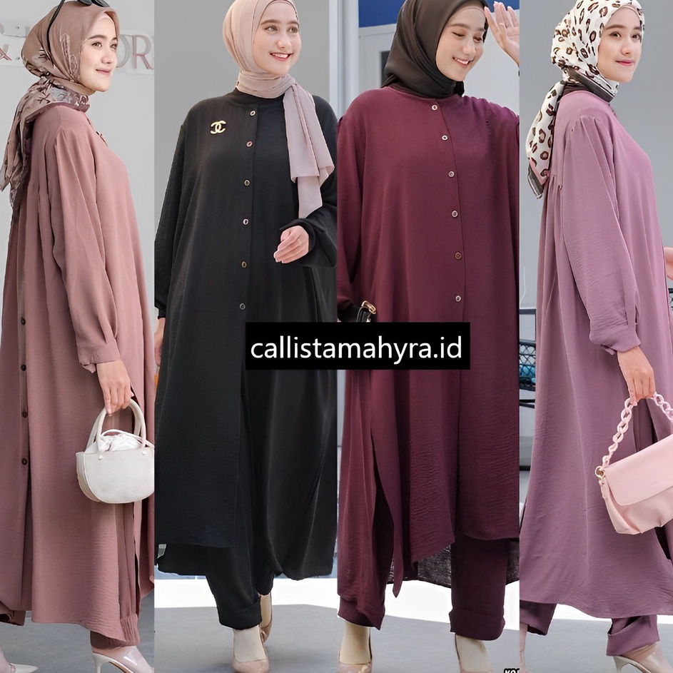 Super Promo  TERLARIS Divya Oneset Crinkle Airflow Jumbo  Long Jumbo XXL  LD 12  Setelan Muslim Wani