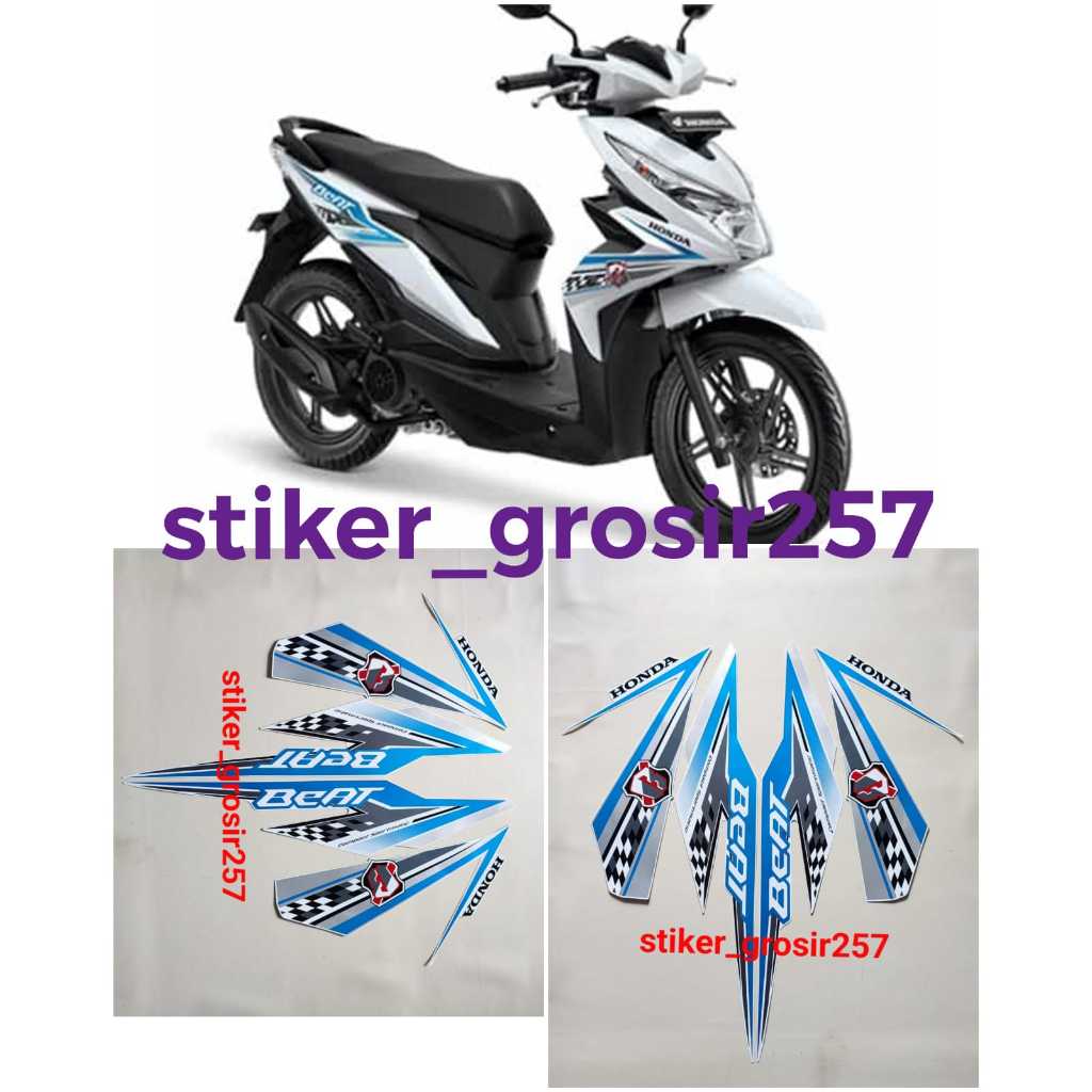 STIKER STRIPING & LIS BODY BEAT FI ESP 2018 PUTIH BIRU STANDAR