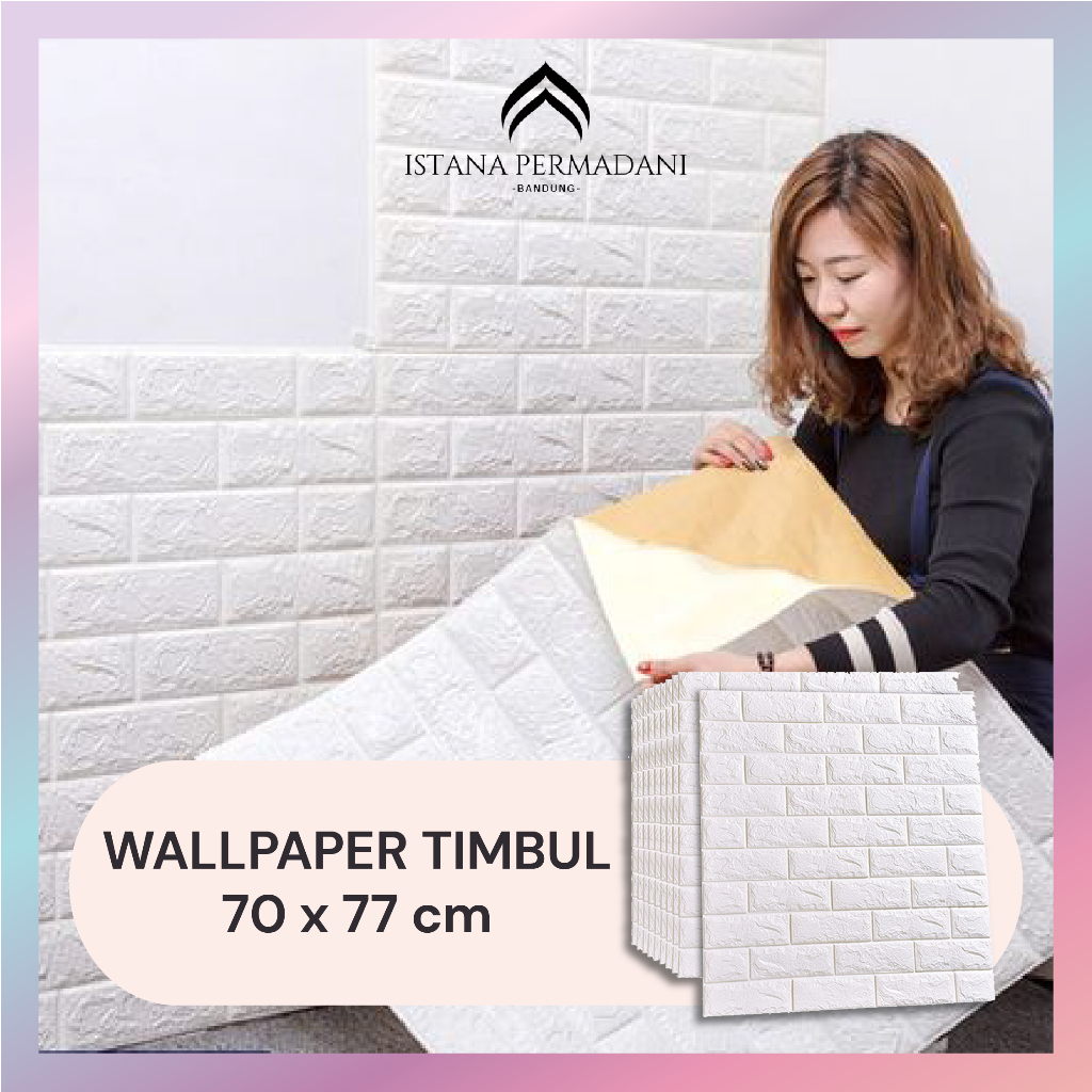 Wallpaper Dinding 3D Kamar | Wallfoam Foam Timbul Bata Motif 70 x 77 cm