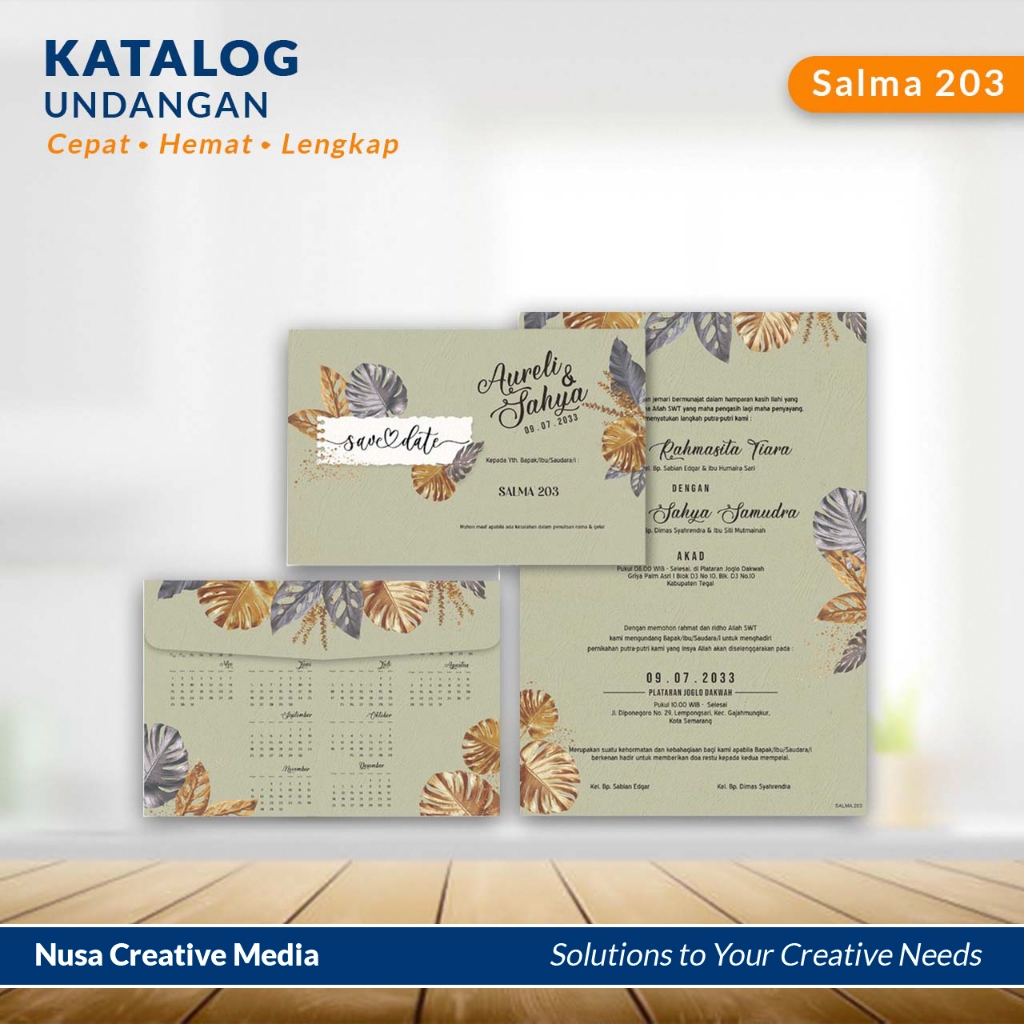 

CETAK UNDANGAN PERNIKAHAN Salma 203/204 - Cepat Hemat dan Berkualitas (Free design, plastik opp, packing) Kertas Cards
