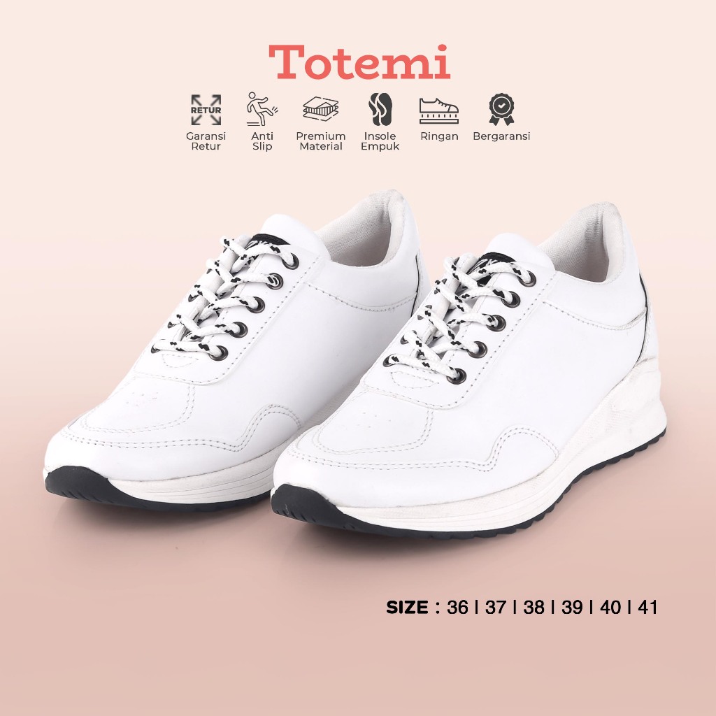 Kuzatura - Shael Sepatu Sneakers Wanita Putih Casual Sport Shoes Tinggi Sol 4cm