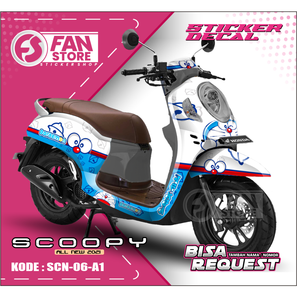 Sticker Decal Scoopy New 2021 Full Body Doraemon - Dekal Stiker Motor Scoopy 2021 Variasi - KODE SCN