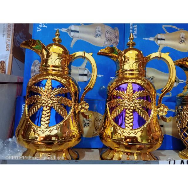 Teko / Cerek / Termos Hias Arab Emas Tempat Air Zamzam Oleh Oleh Haji Umroh